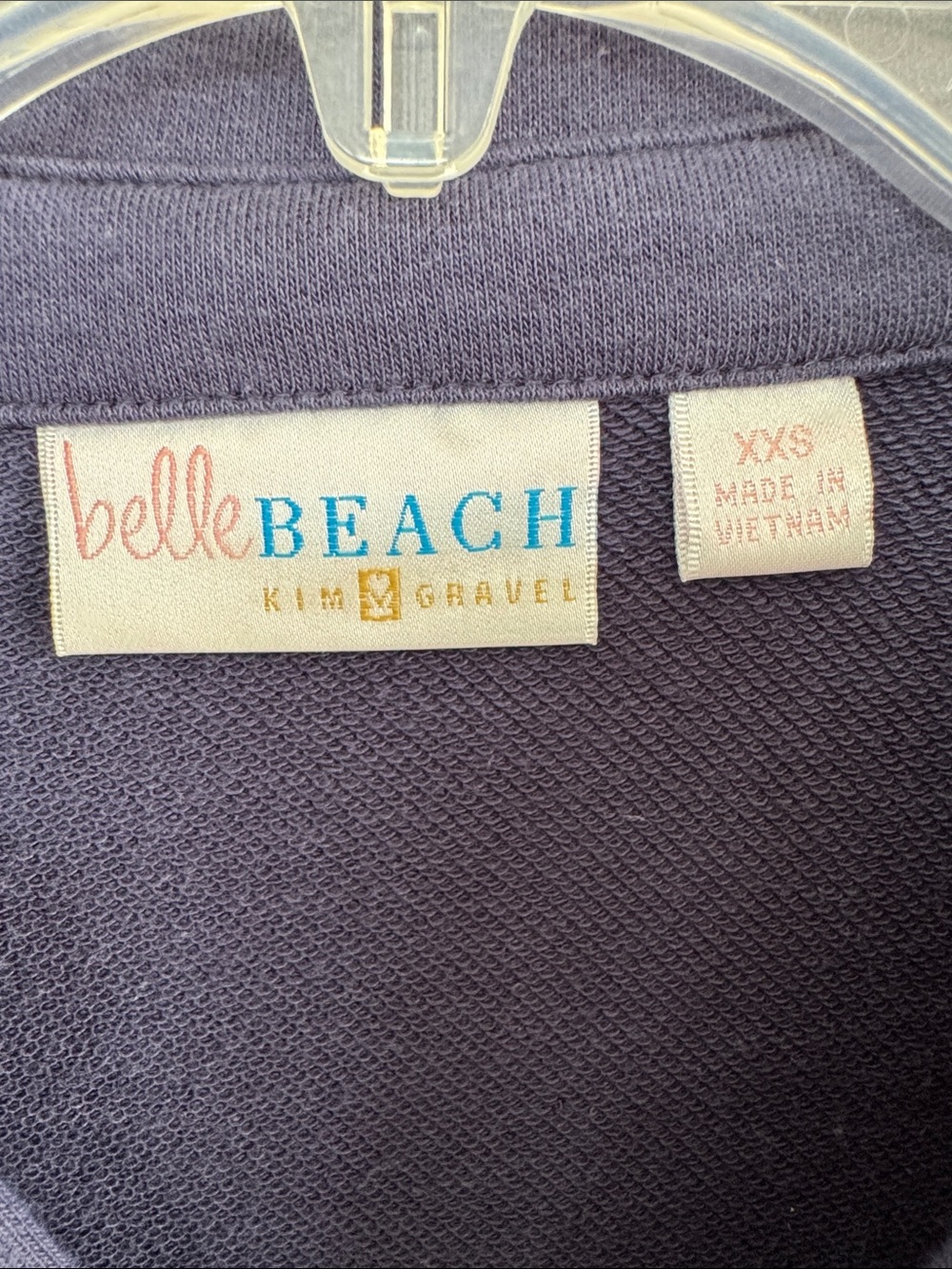 NWOT Belle Beach by Kim Gravel Seaside Sweats Rolled Edge Polo Top - Blue - Picture 2 of 4